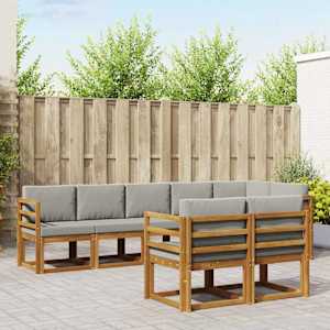 Zunanja garnitura za sedenje 8 pcs Naravna in svetlo siva