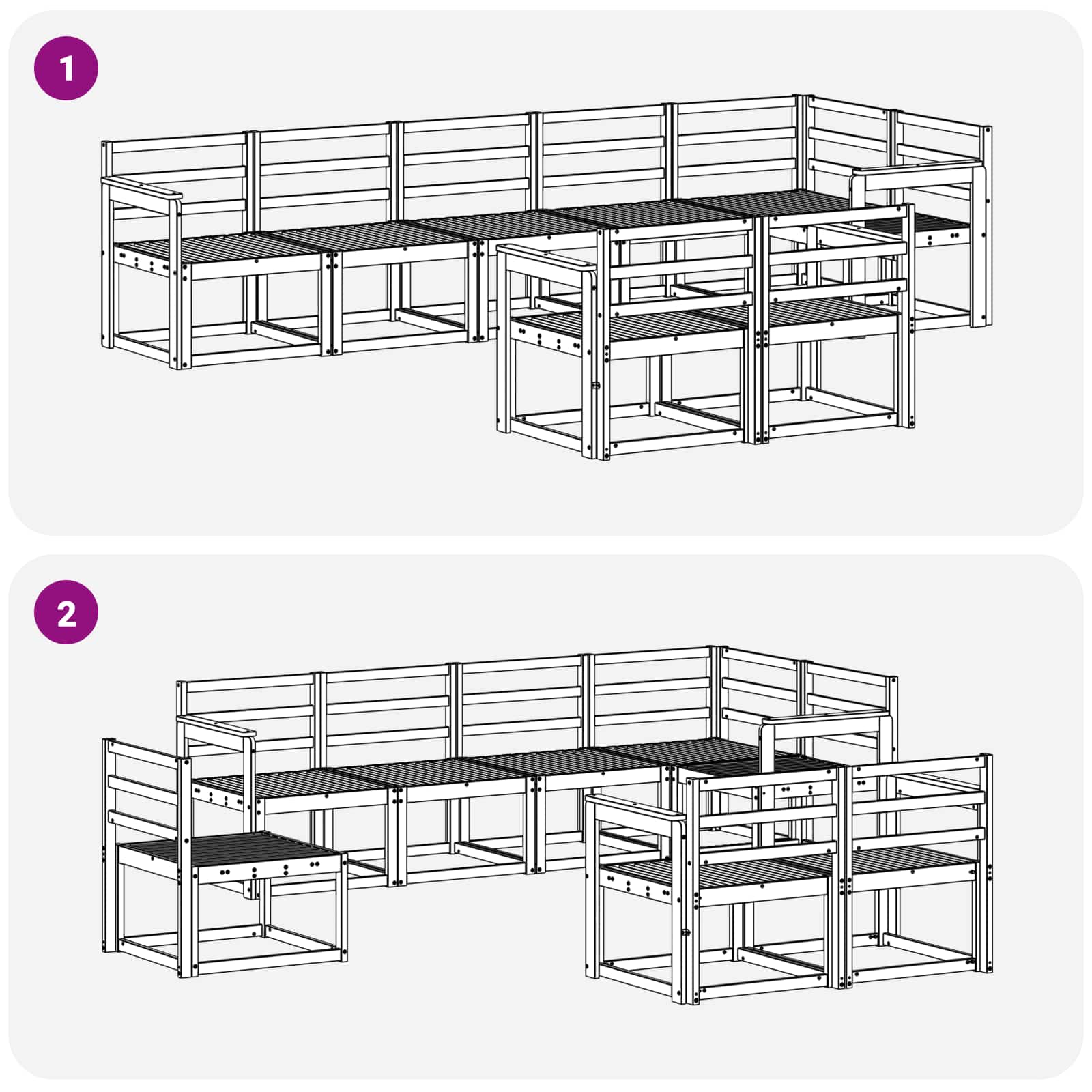 Buiten bankenset 8 pcs Naturel Massief Acaciahout image 6