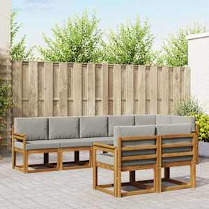 Zunanja garnitura za sedenje 8 pcs Naravna in svetlo siva