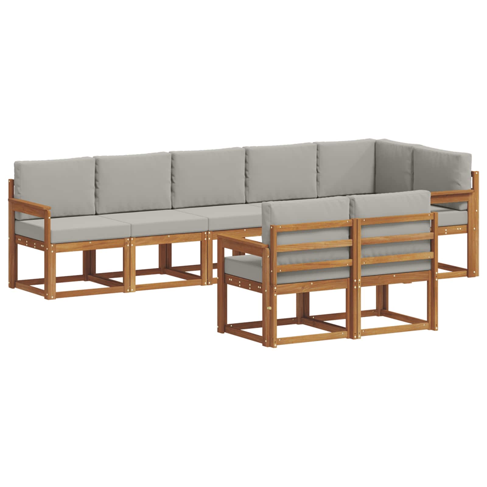 Zunanja garnitura za sedenje 8 pcs Naravna in svetlo siva - slika 2