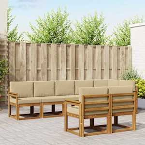 Zunanja garnitura za sedenje z blazino 8 pcs Naravna in bež