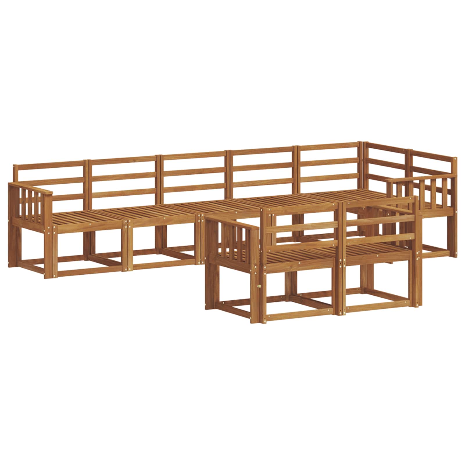 Buiten bankenset 8 pcs Naturel Massief Acaciahout image 2
