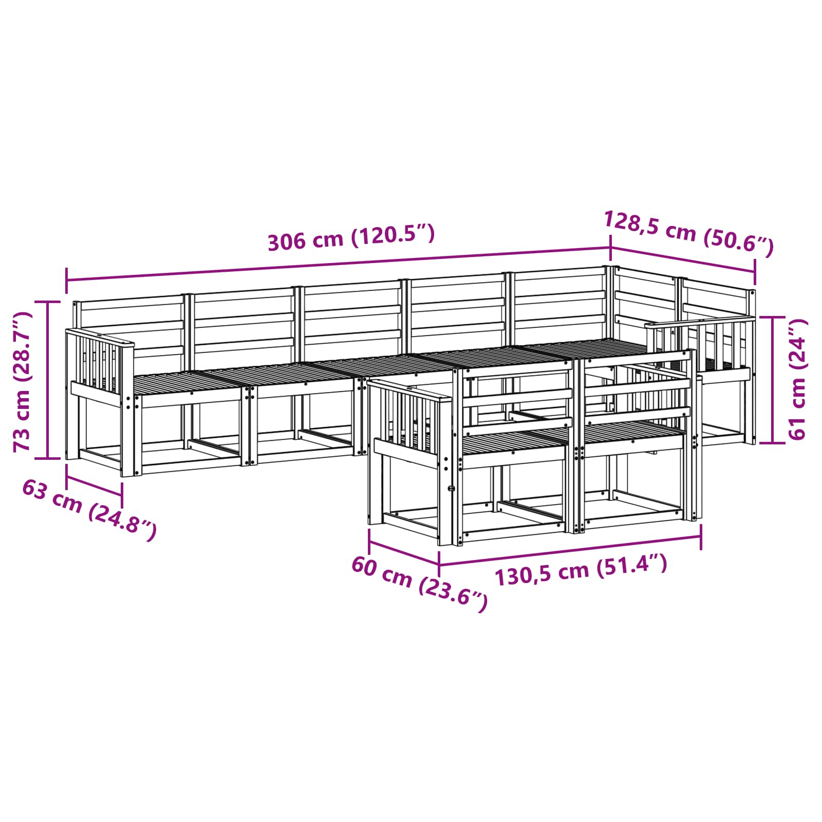 Buiten bankenset 8 pcs Naturel Massief Acaciahout image 7
