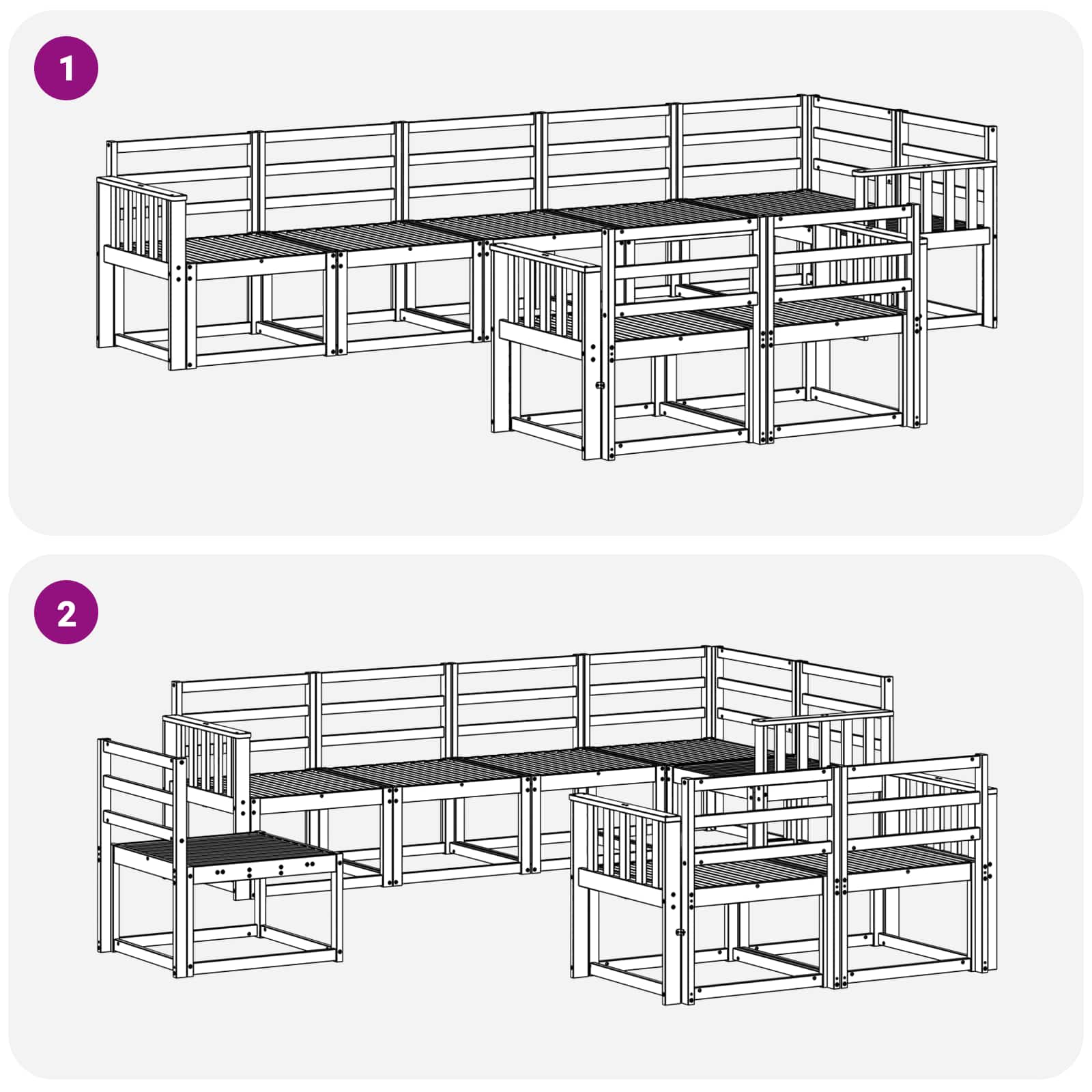 Buiten bankenset 8 pcs Naturel Massief Acaciahout image 6