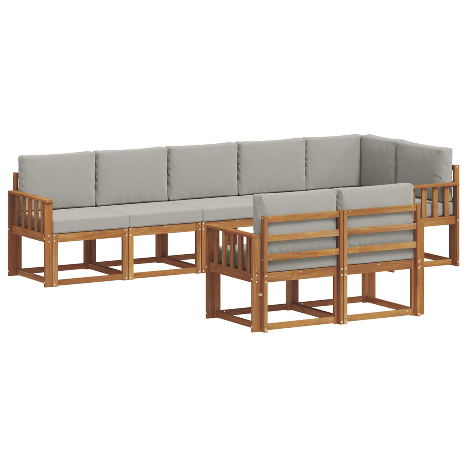 Zunanja garnitura za sedenje 8 pcs Naravna in svetlo siva - slika 2