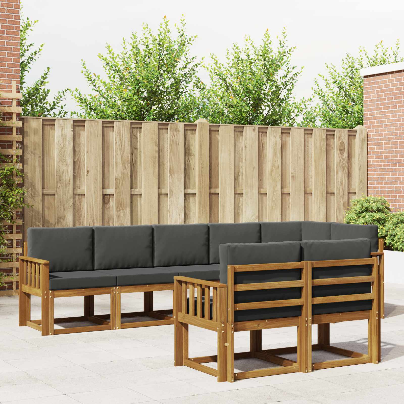 Zunanja garnitura za sedenje 8 pcs Naravna in antracitna