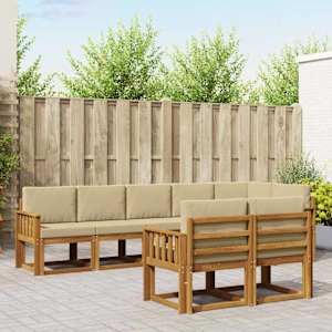 Zunanja garnitura za sedenje z blazino 8 pcs Naravna in bež