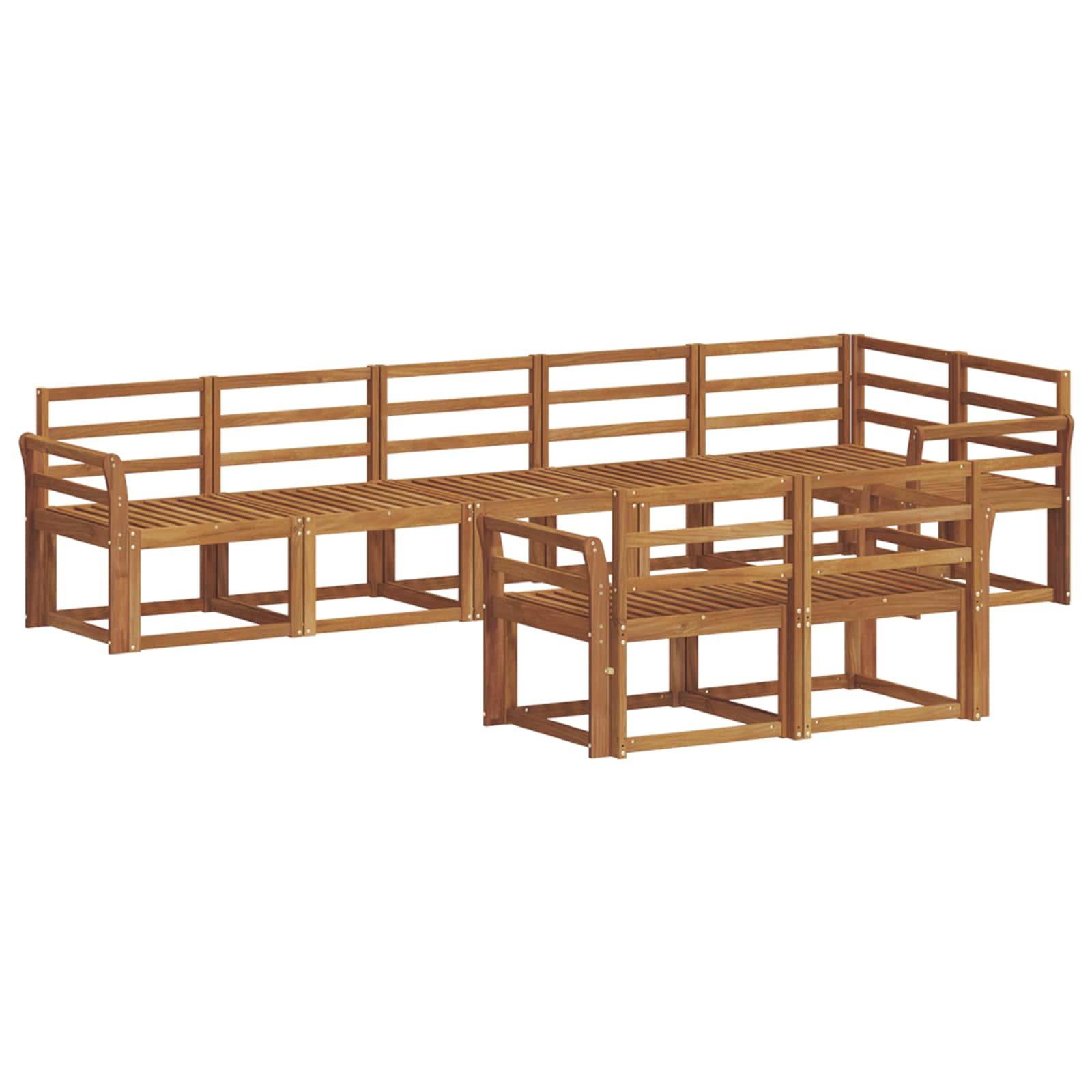Buiten bankenset 8 pcs Naturel Massief Acaciahout image 2