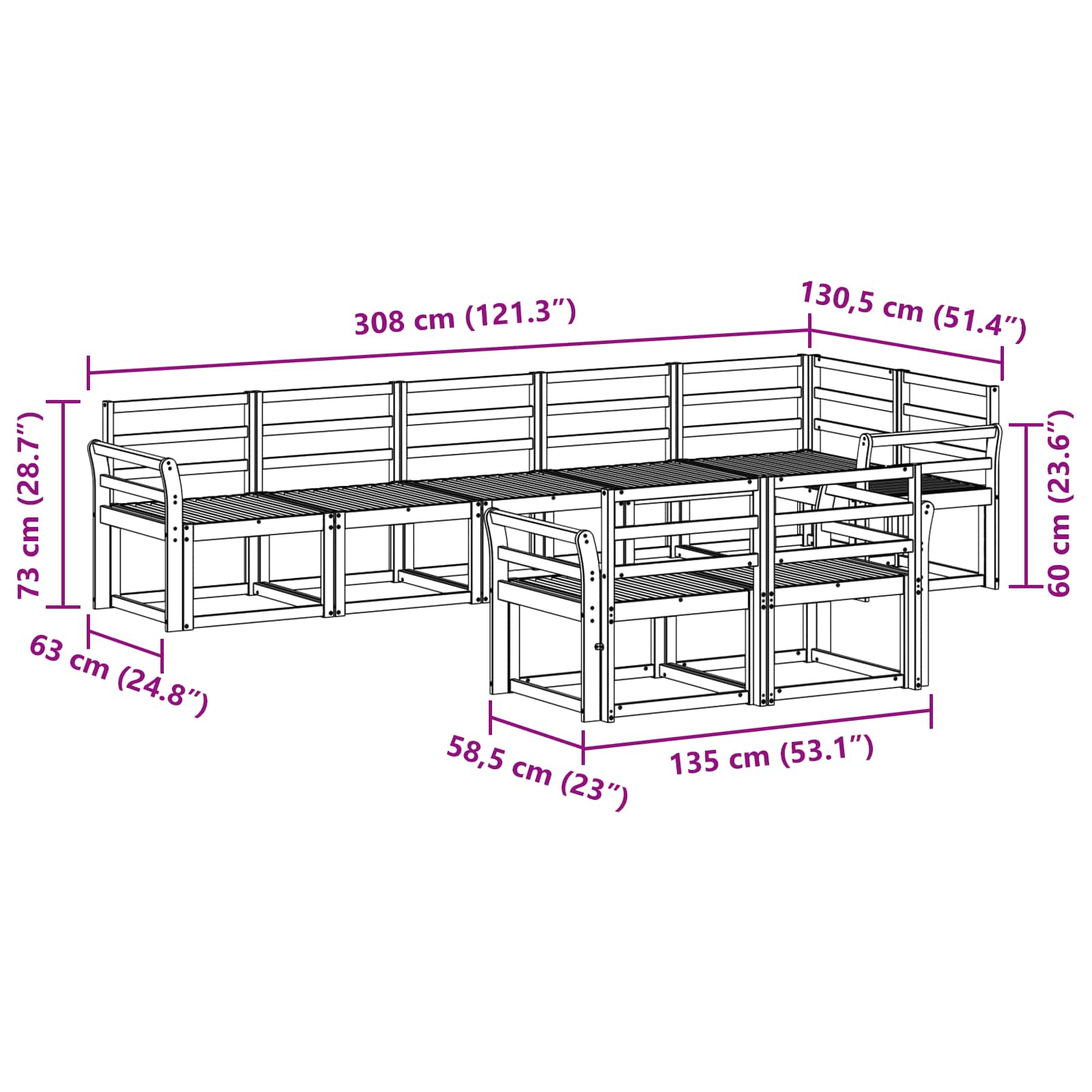 Buiten bankenset 8 pcs Naturel Massief Acaciahout image 7