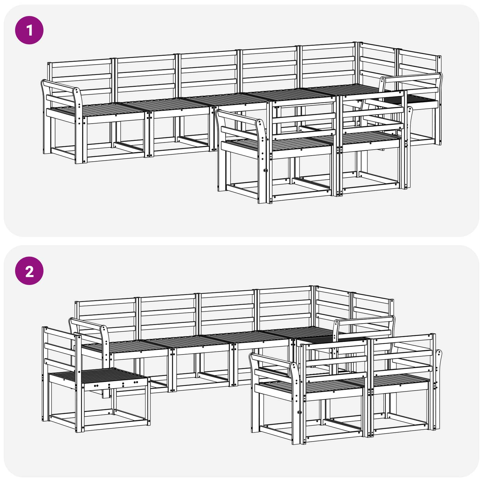Buiten bankenset 8 pcs Naturel Massief Acaciahout image 6