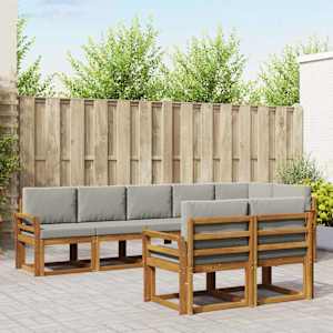 Zunanja garnitura za sedenje 8 pcs Naravna in svetlo siva