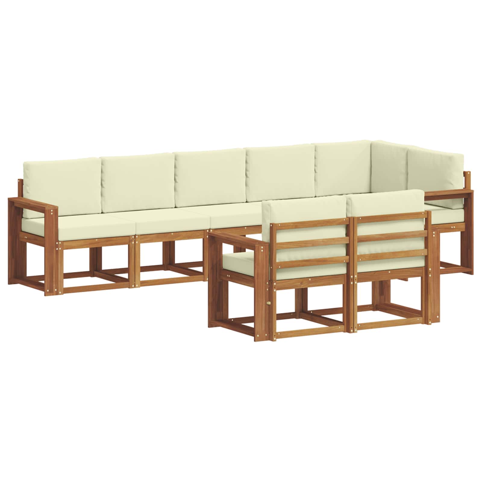 Zunanja garnitura za sedenje z blazino 8 pcs Naravna in smetana - slika 2