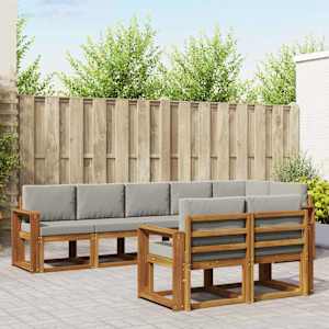 Zunanja garnitura za sedenje 8 pcs Naravna in svetlo siva