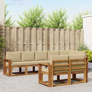 Zunanja garnitura za sedenje z blazino 8 pcs Naravna in bež