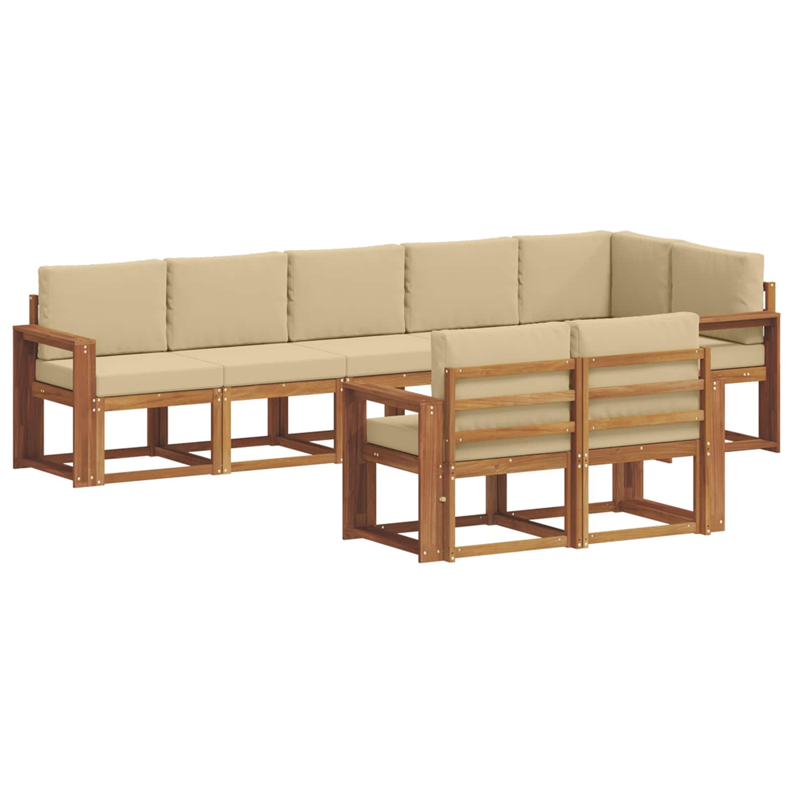 Zunanja garnitura za sedenje z blazino 8 pcs Naravna in bež - slika 2