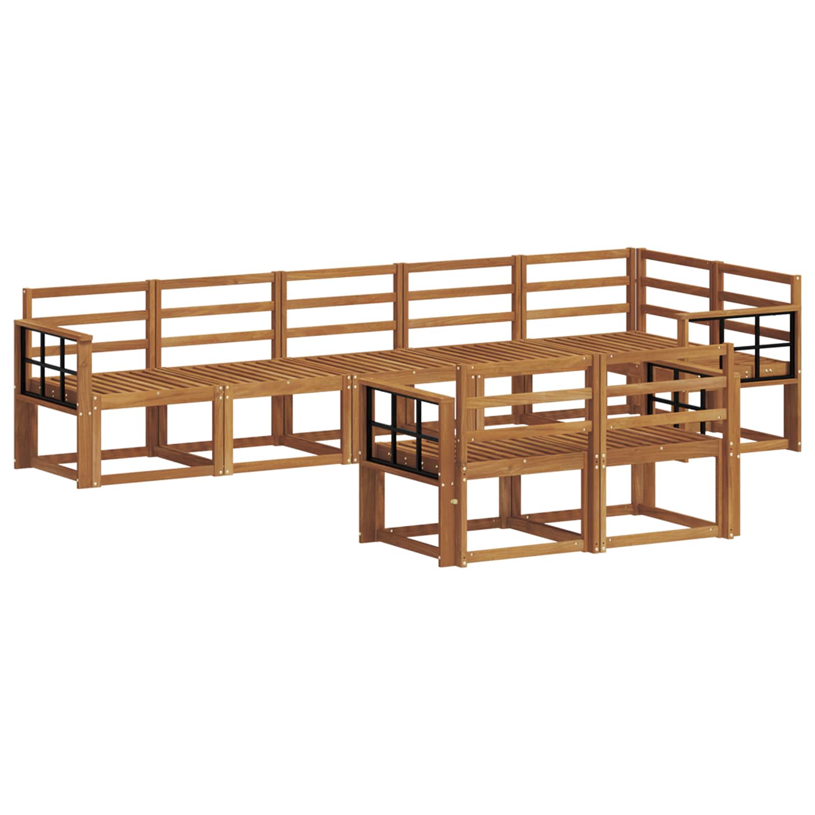 Buiten bankenset 8 pcs Naturel Massief Acaciahout image 2