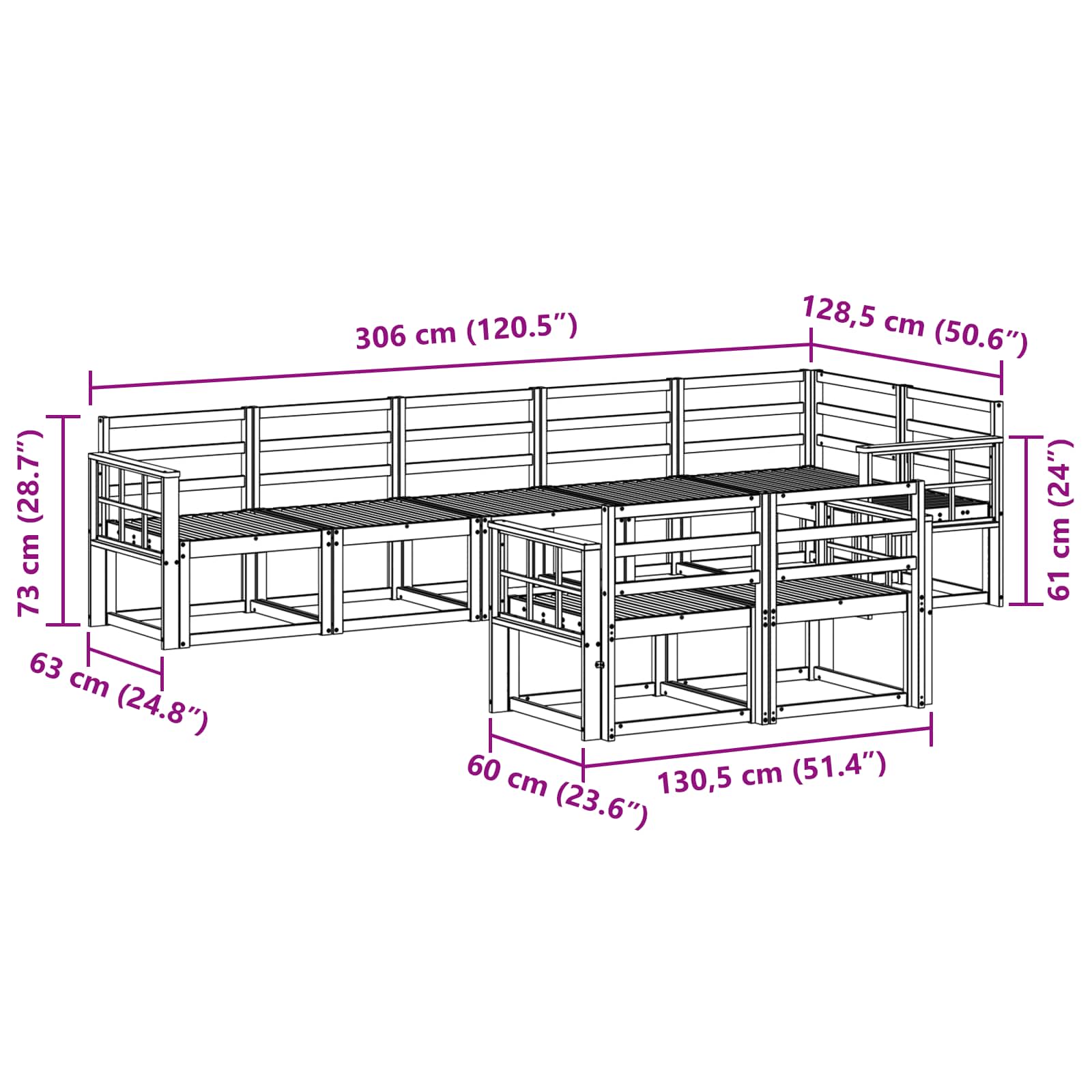 Buiten bankenset 8 pcs Naturel Massief Acaciahout image 7