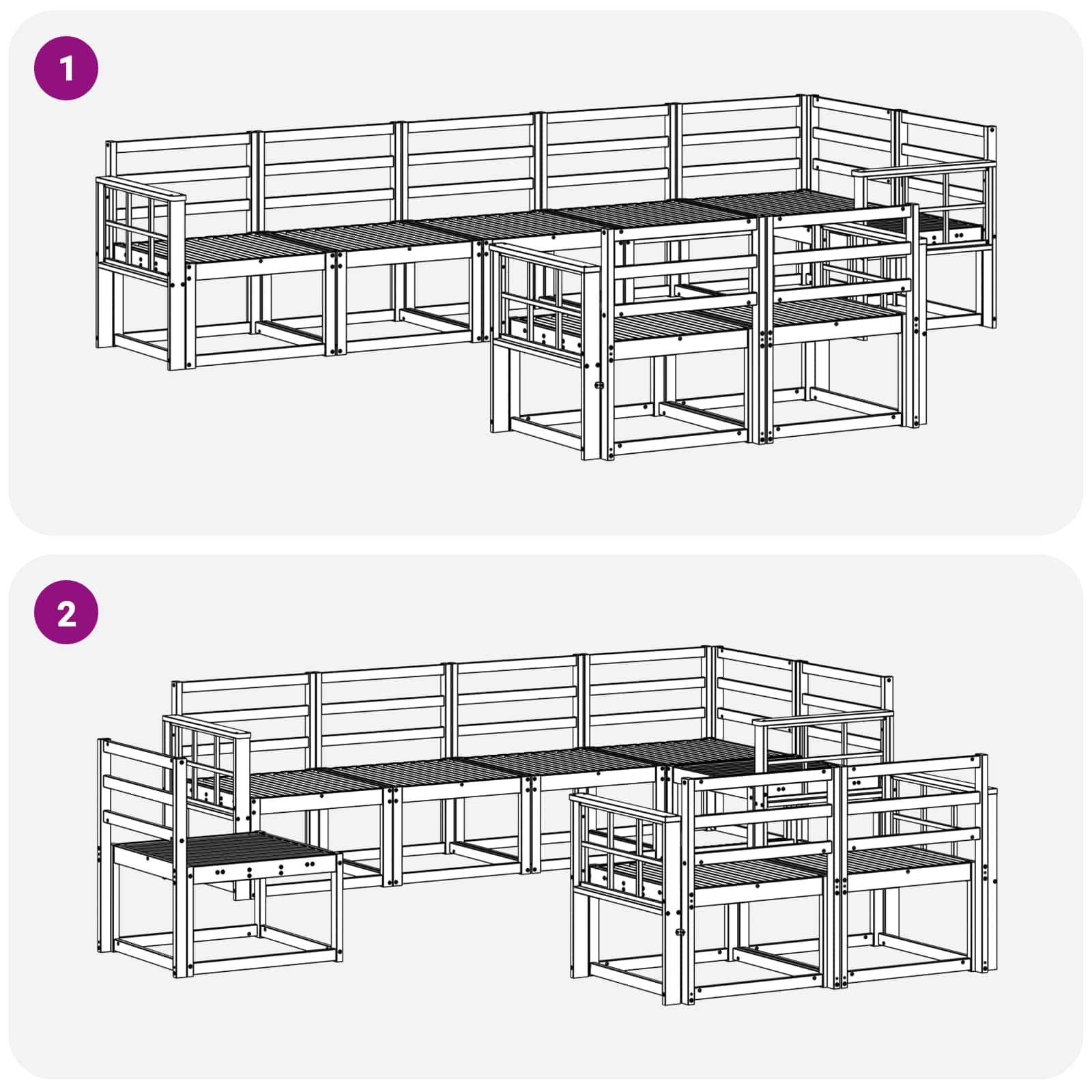 Buiten bankenset 8 pcs Naturel Massief Acaciahout image 6
