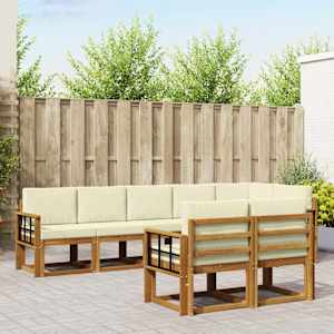 Zunanja garnitura za sedenje z blazino 8 pcs Naravna in smetana