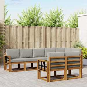 Zunanja garnitura za sedenje 8 pcs Naravna in svetlo siva