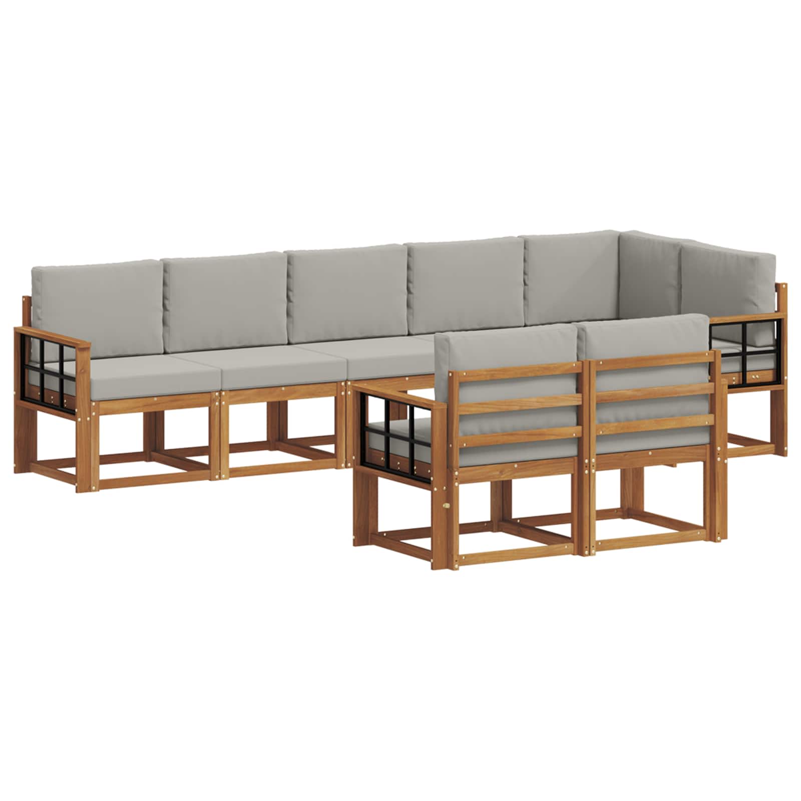 Zunanja garnitura za sedenje 8 pcs Naravna in svetlo siva - slika 2