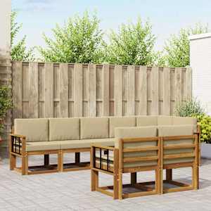 Zunanja garnitura za sedenje z blazino 8 pcs Naravna in bež