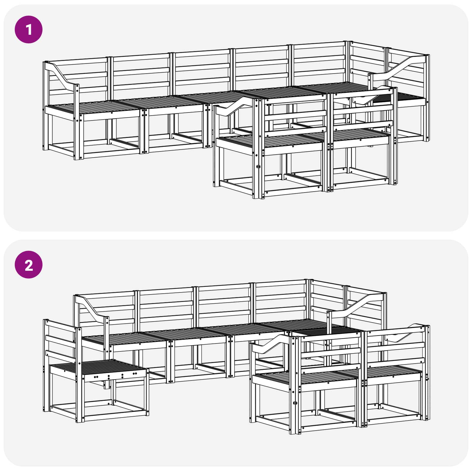 Buiten bankenset 8 pcs Naturel Massief Acaciahout image 6