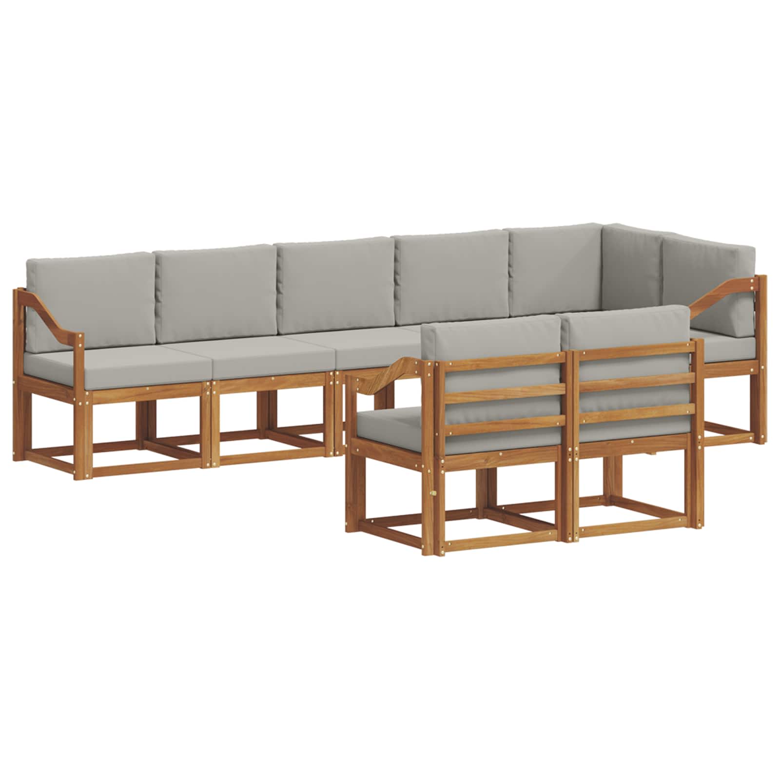 Zunanja garnitura za sedenje 8 pcs Naravna in svetlo siva - slika 2