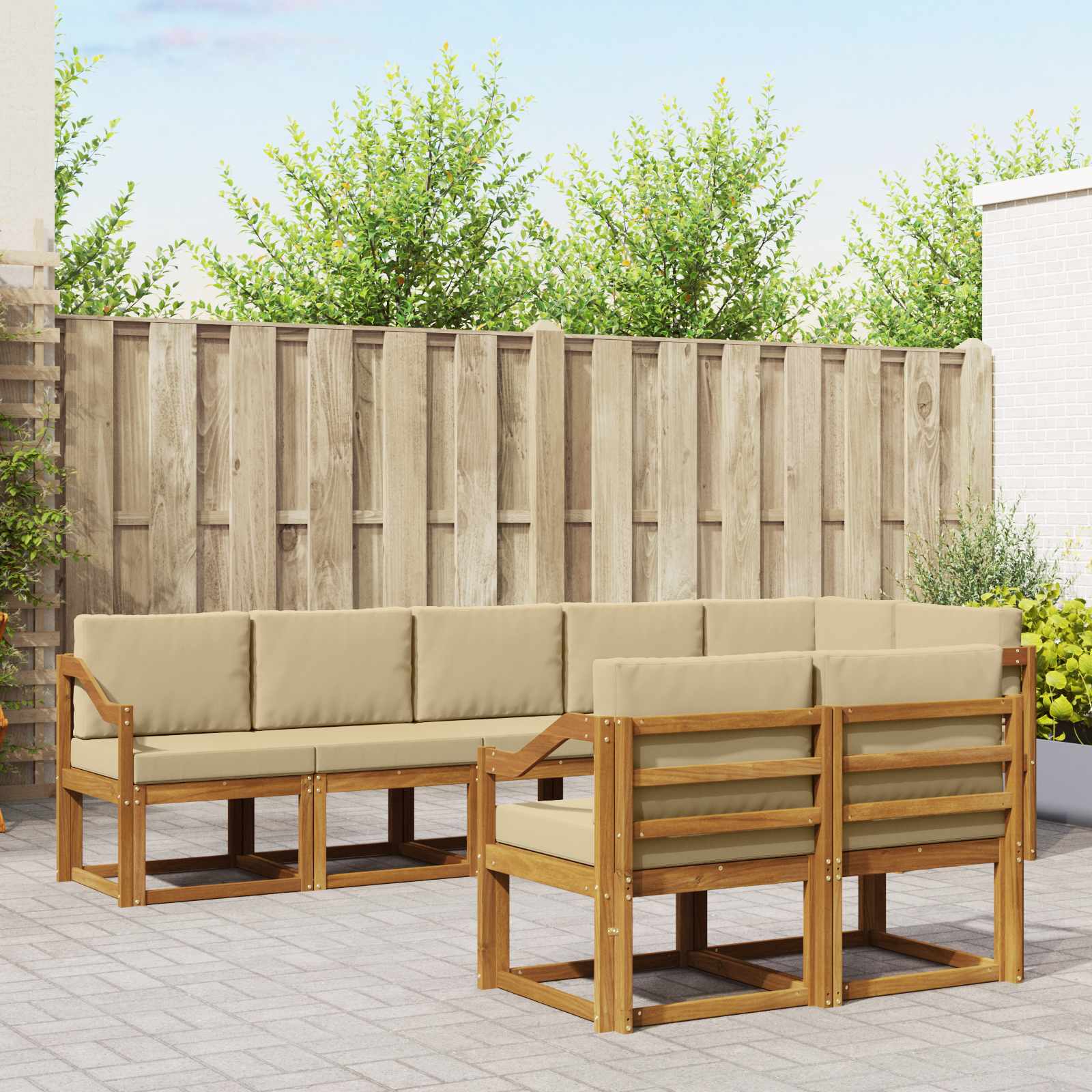 vidaXL Outdoor-Sofagarnitur mit Kissen 8 pcs Natur und Beige