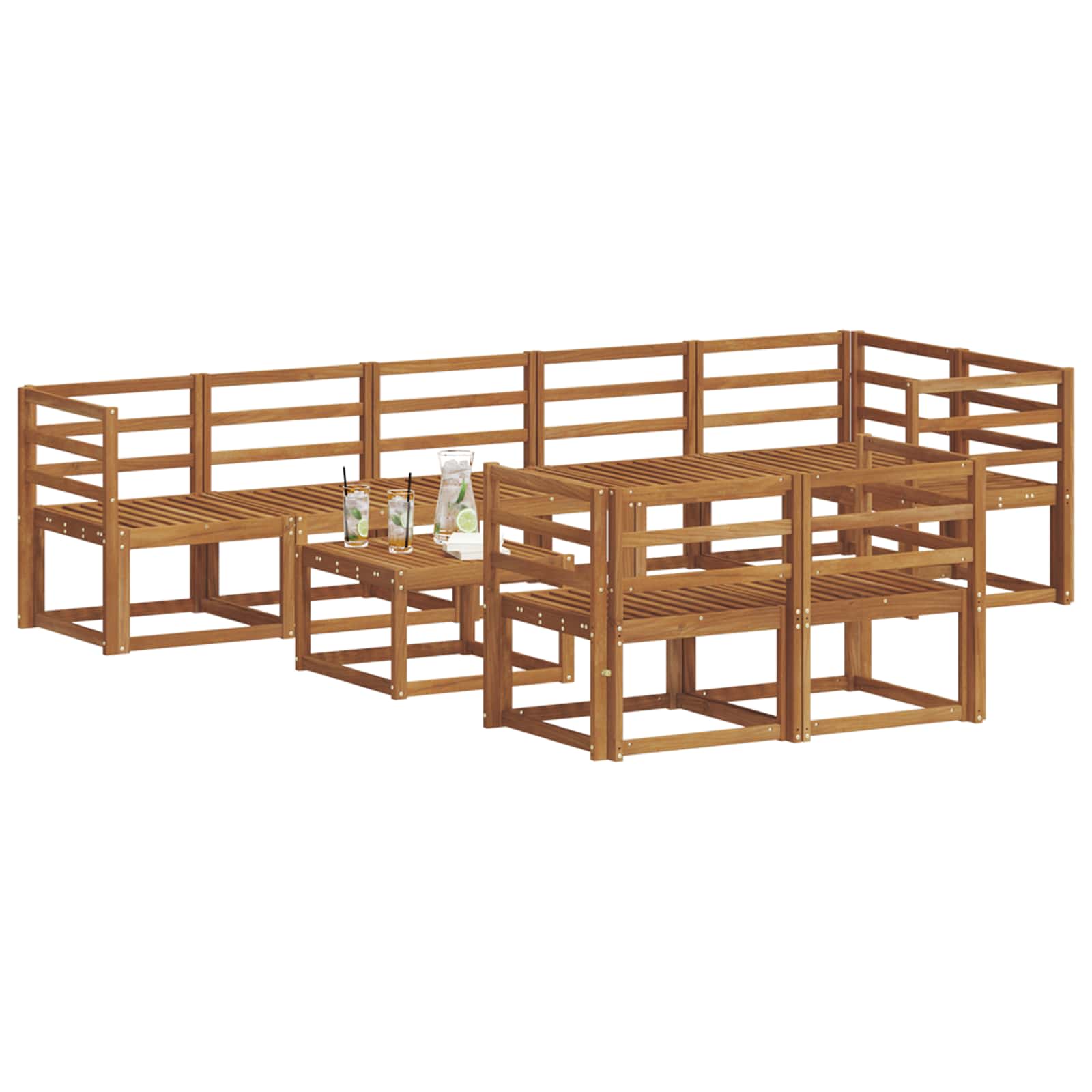 Buiten bankenset 9 pcs Naturel Massief Acaciahout image 3