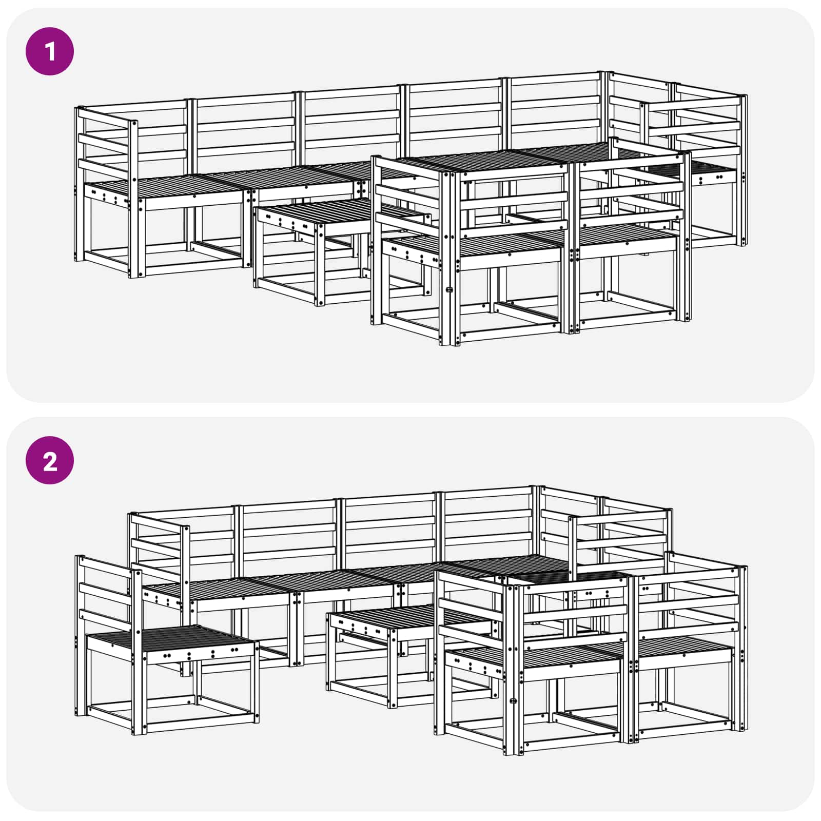 Buiten bankenset 9 pcs Naturel Massief Acaciahout image 9