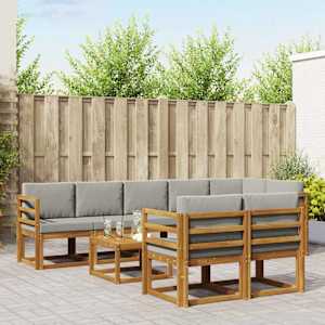 Zunanja garnitura za sedenje 9 pcs Naravna in svetlo siva