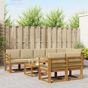 Zunanja garnitura za sedenje z blazino 9 pcs Naravna in bež
