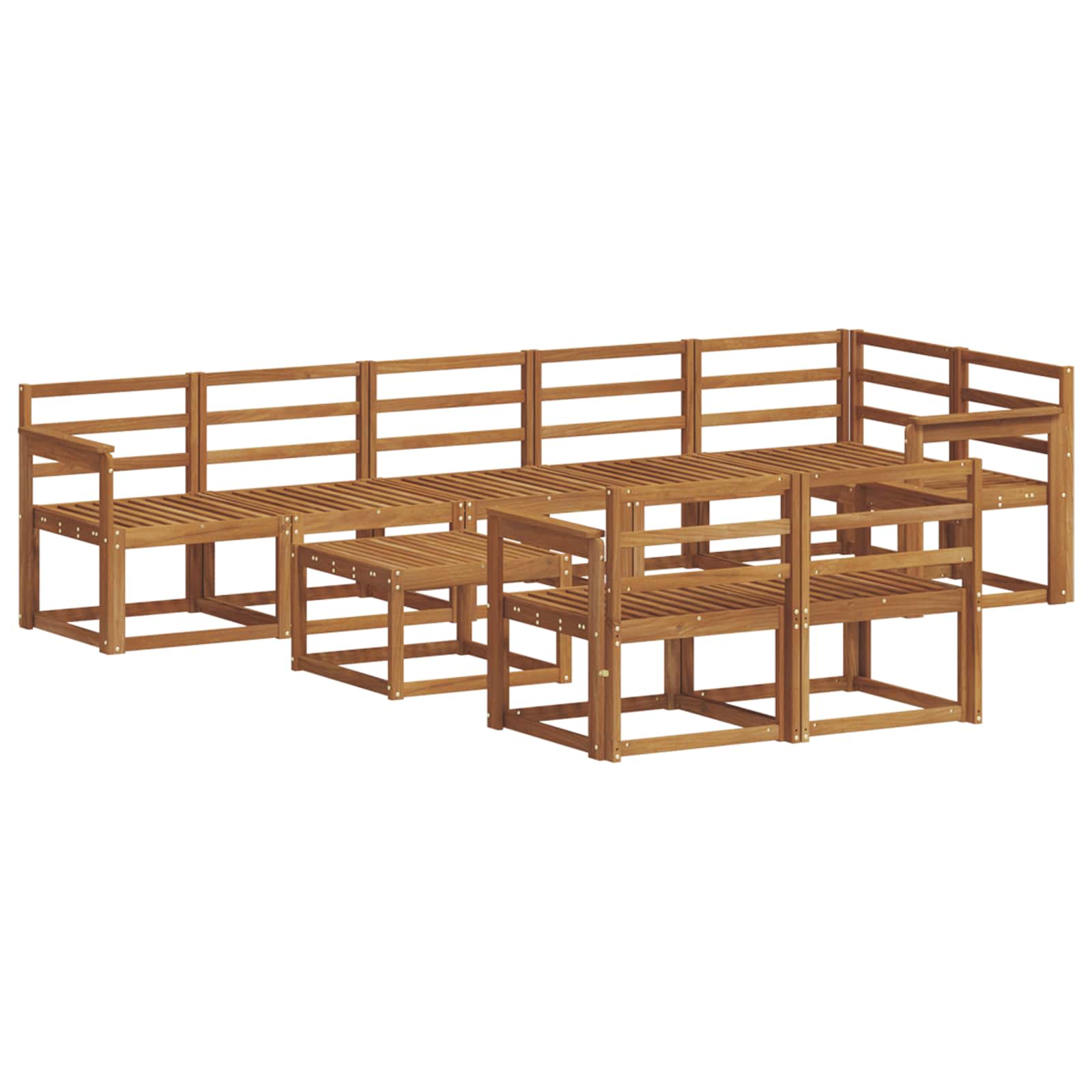 Buiten bankenset 9 pcs Naturel Massief Acaciahout image 2