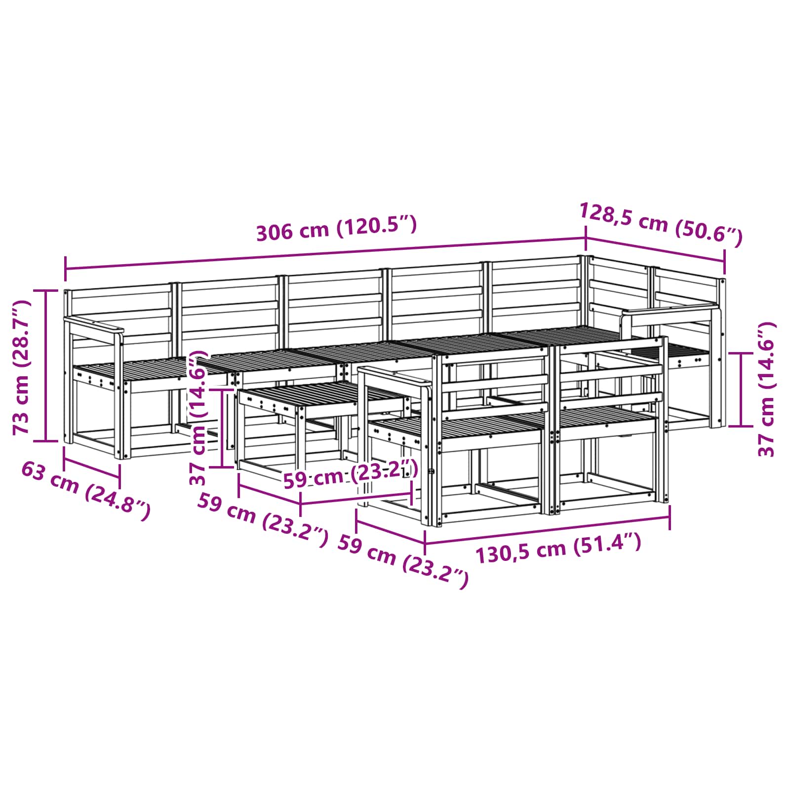 Buiten bankenset 9 pcs Naturel Massief Acaciahout image 10