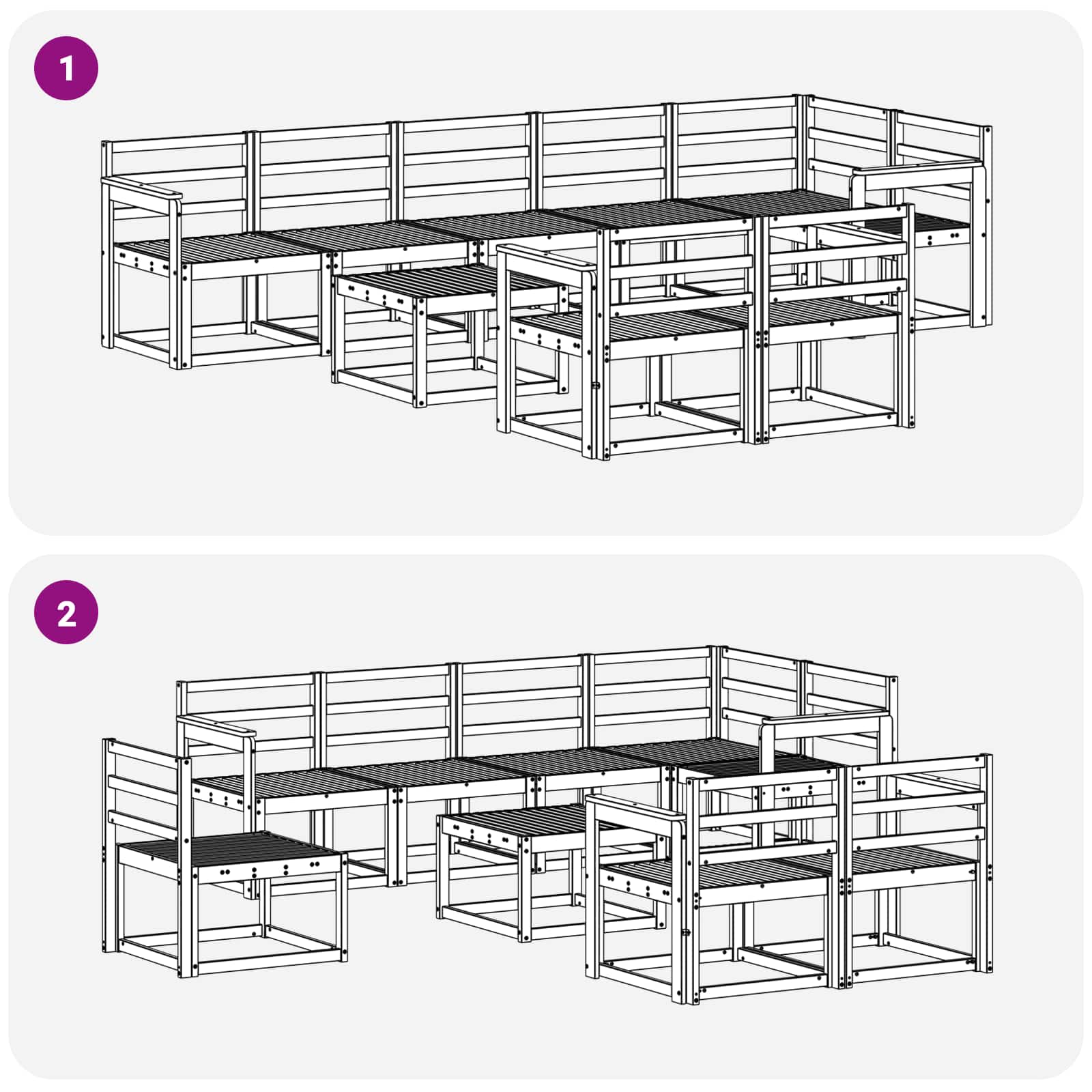 Buiten bankenset 9 pcs Naturel Massief Acaciahout image 9