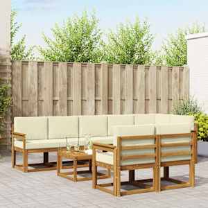 Zunanja garnitura za sedenje z blazino 9 pcs Naravna in smetana