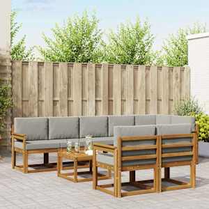 Zunanja garnitura za sedenje 9 pcs Naravna in svetlo siva