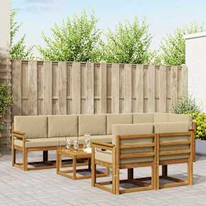 Zunanja garnitura za sedenje z blazino 9 pcs Naravna in bež