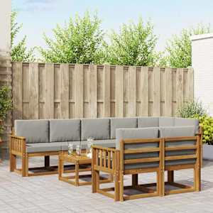 Zunanja garnitura za sedenje 9 pcs Naravna in svetlo siva