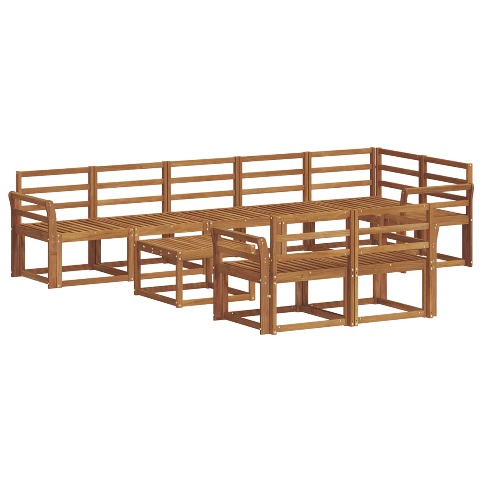 Buiten bankenset 9 pcs Naturel Massief Acaciahout image 2