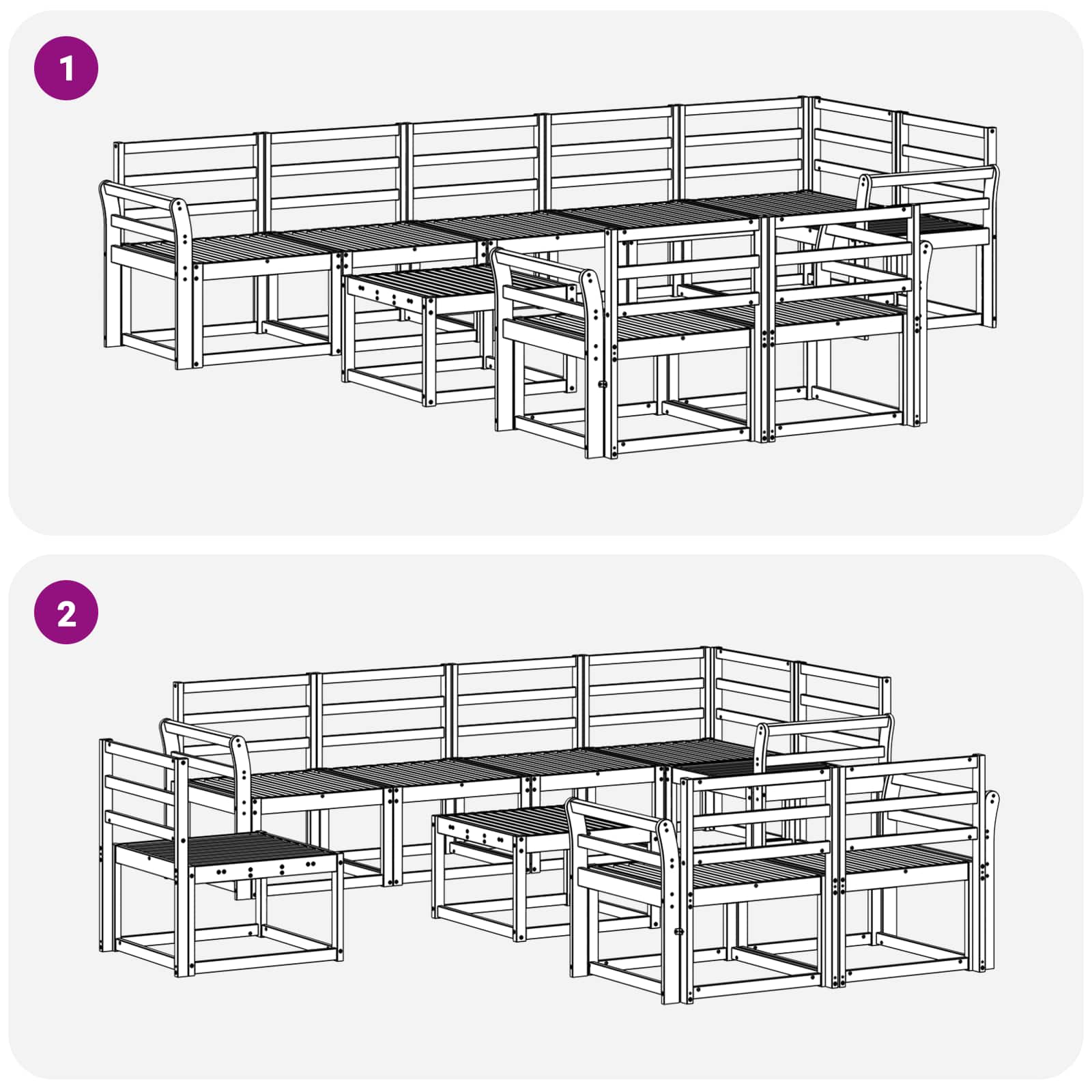 Buiten bankenset 9 pcs Naturel Massief Acaciahout image 9