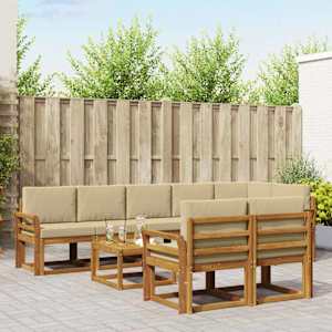 Venkovní pohovková souprava 9 pcs Přirozená a Béžová - obrázek 1