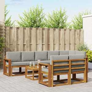 Zunanja garnitura za sedenje 9 pcs Naravna in svetlo siva