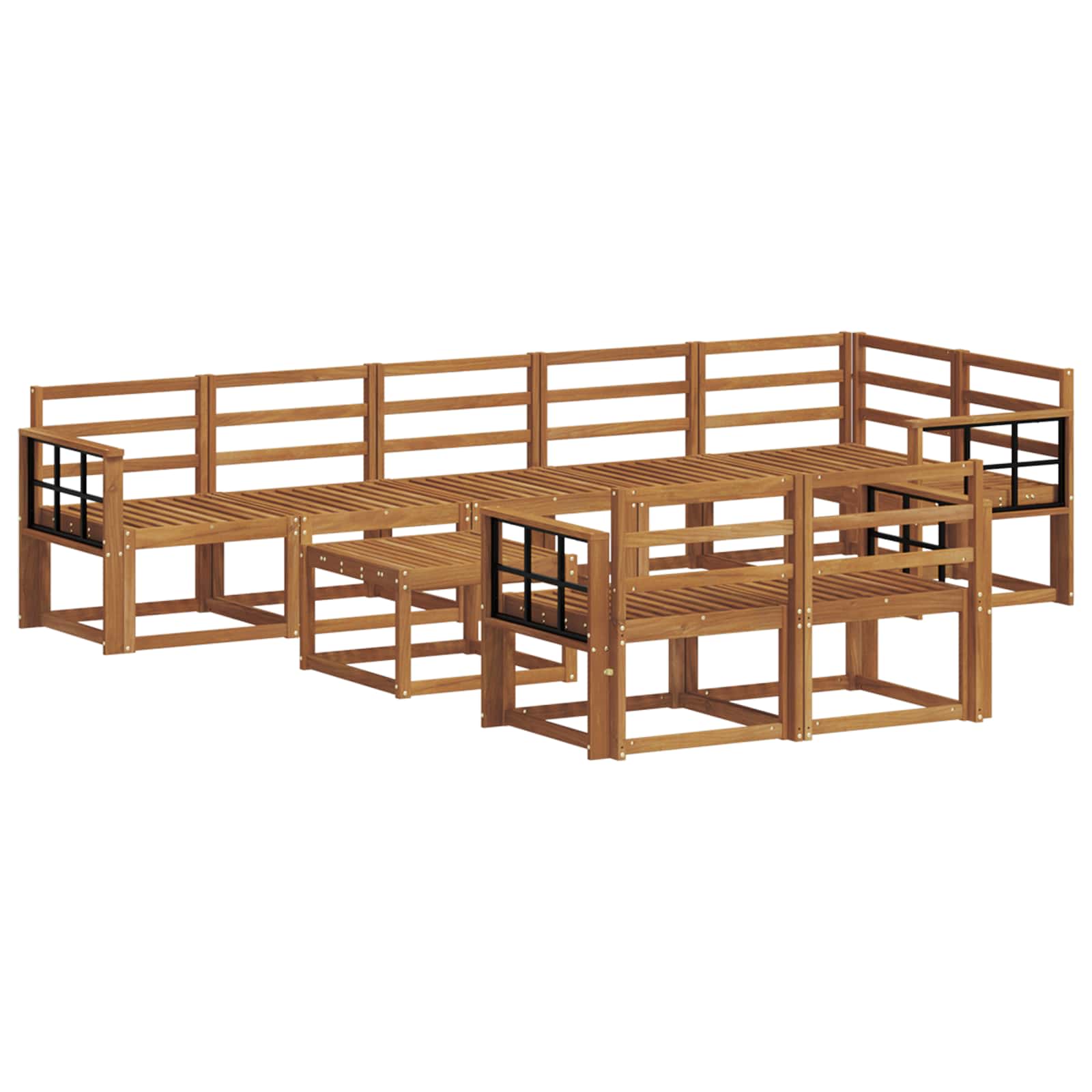 Buiten bankenset 9 pcs Naturel Massief Acaciahout image 2