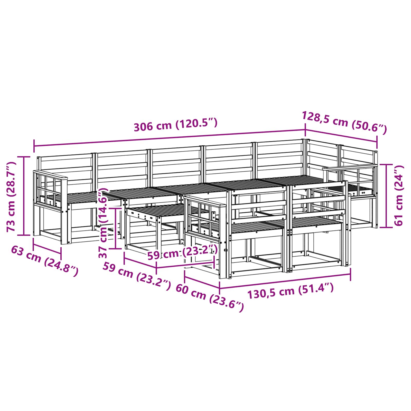 Buiten bankenset 9 pcs Naturel Massief Acaciahout image 10