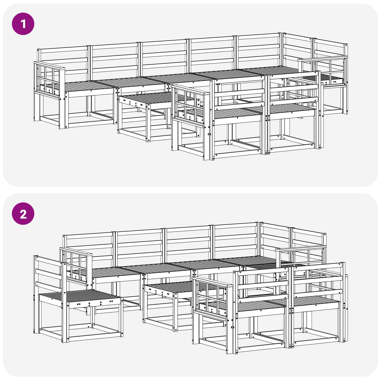 Buiten bankenset 9 pcs Naturel Massief Acaciahout image 9