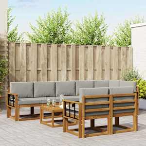 Zunanja garnitura za sedenje 9 pcs Naravna in svetlo siva