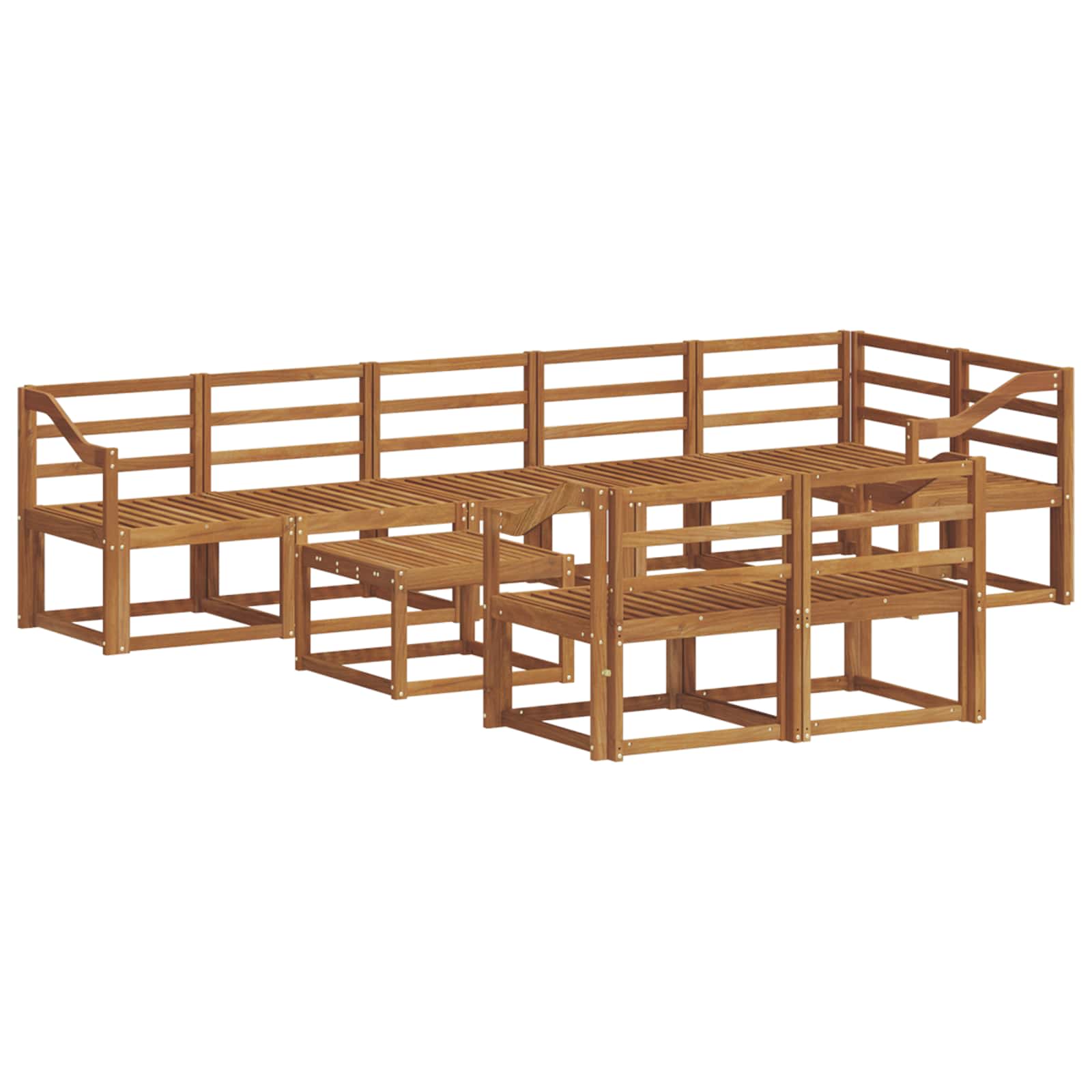 Buiten bankenset 9 pcs Naturel Massief Acaciahout image 2