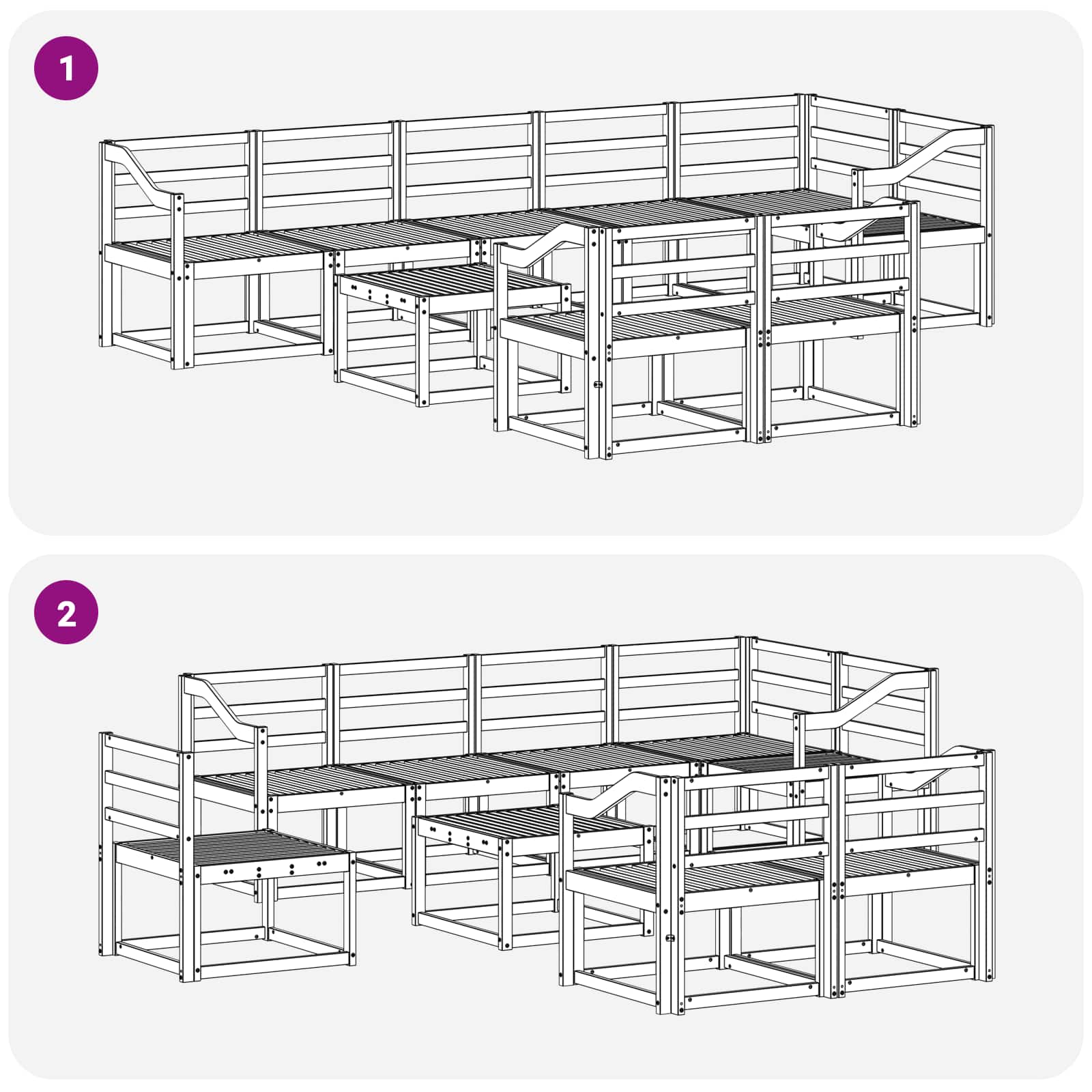 Buiten bankenset 9 pcs Naturel Massief Acaciahout image 9